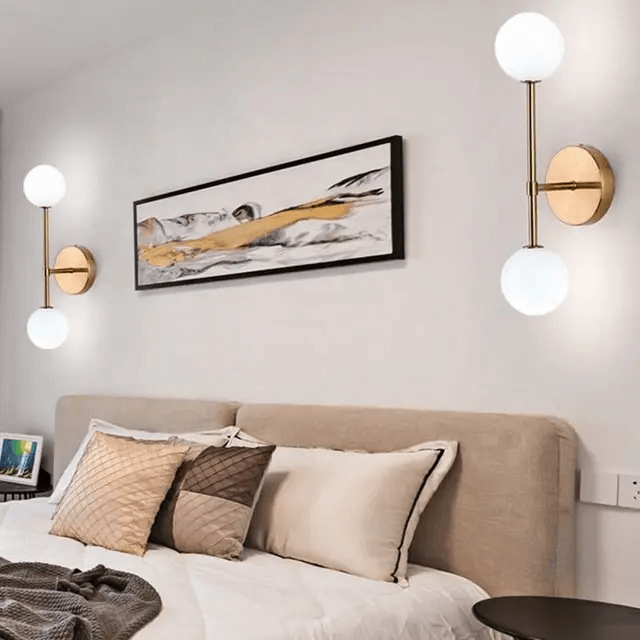 Applique murale LED vintage métallique avec abat-jour en verre │ SDUN