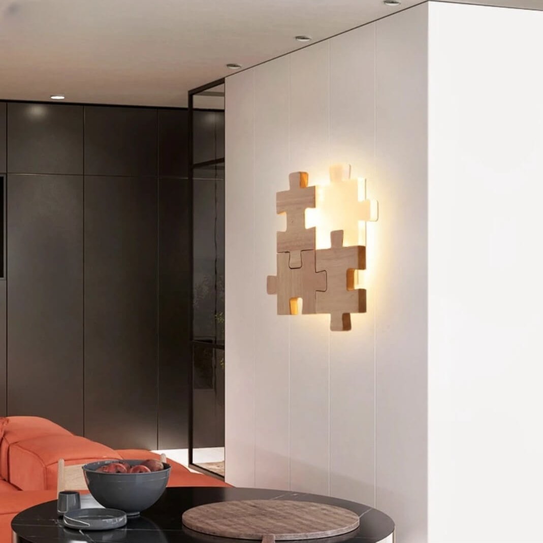 Applique murale LED moderne en bois et acrylique│ PUZZLE