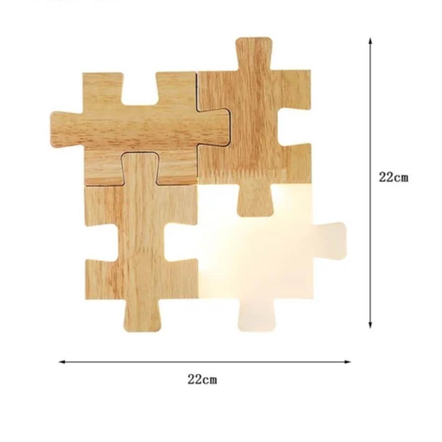 Applique murale LED moderne en bois et acrylique│ PUZZLE
