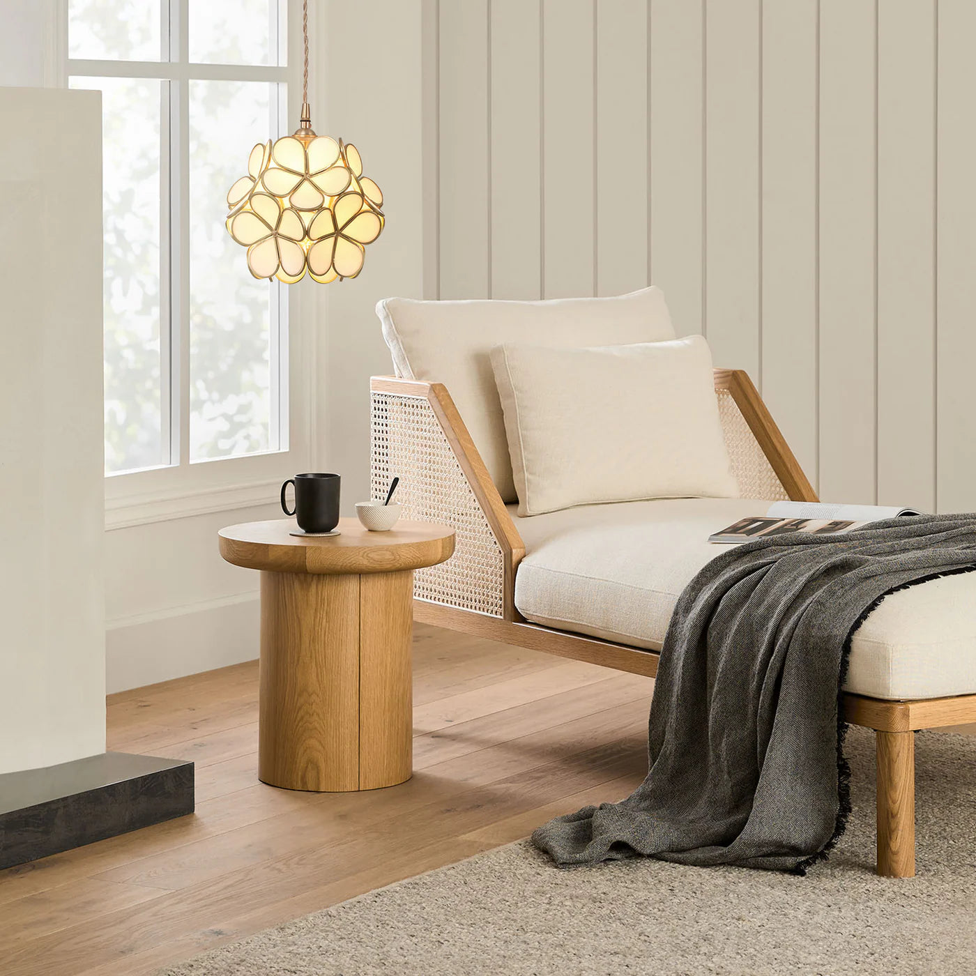 Suspension fleur en verre vintage TULI