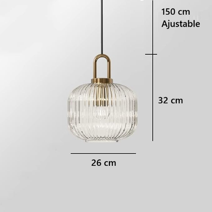 Suspension en verre strié vintage NARA