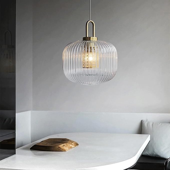 Suspension en verre strié vintage NARA