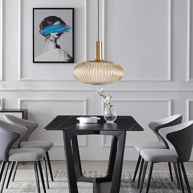 Suspension en verre strié vintage NARA