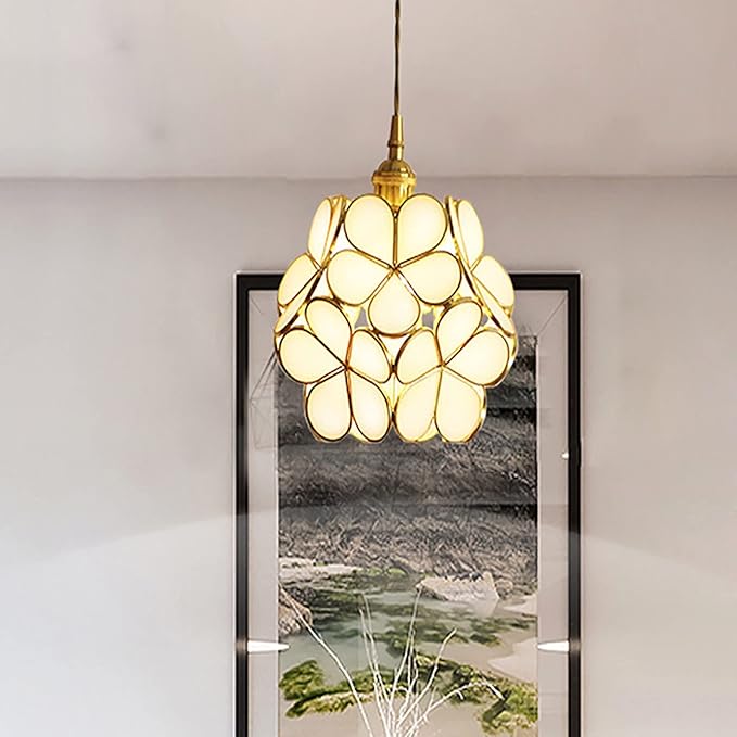 Suspension fleur en verre vintage TULI