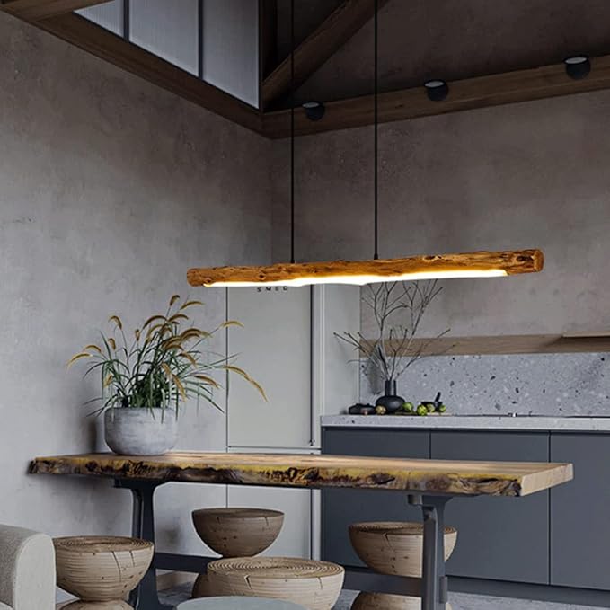 Suspension îlot cuisine LED en bois flotté ARISSE