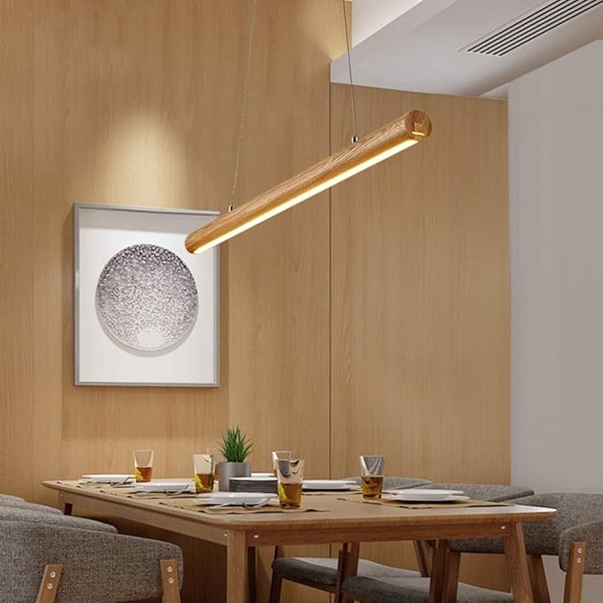 Suspension îlot cuisine LED en bois minimaliste LINEA