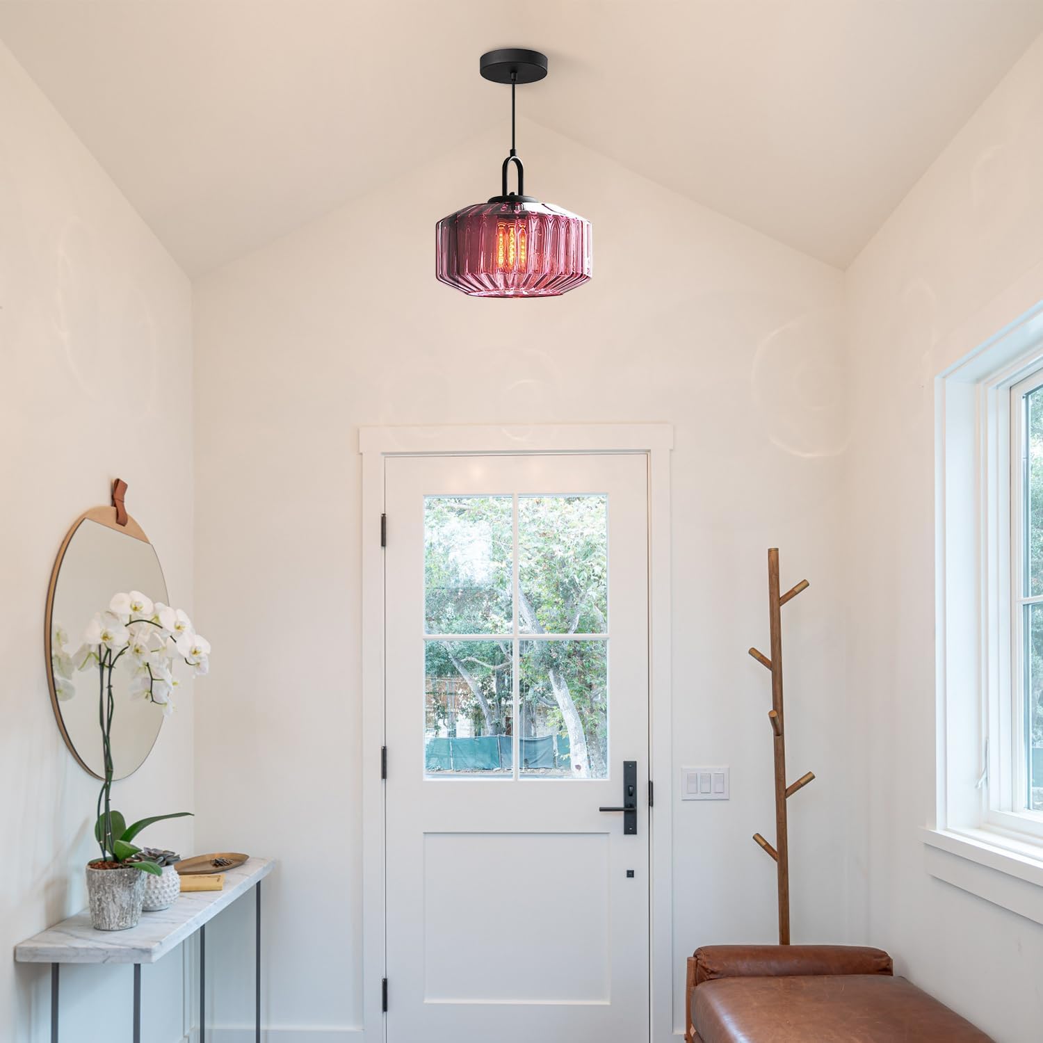 Suspension en verre colorée nervurée ORENA