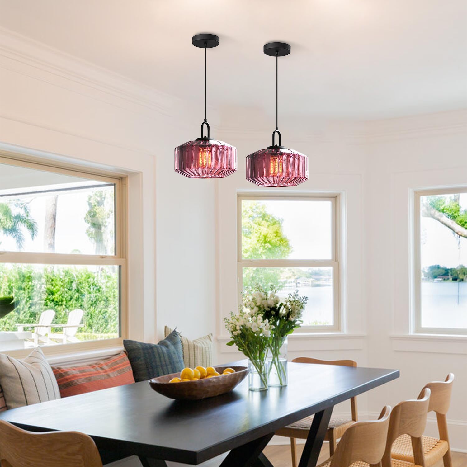 Suspension en verre colorée nervurée ORENA