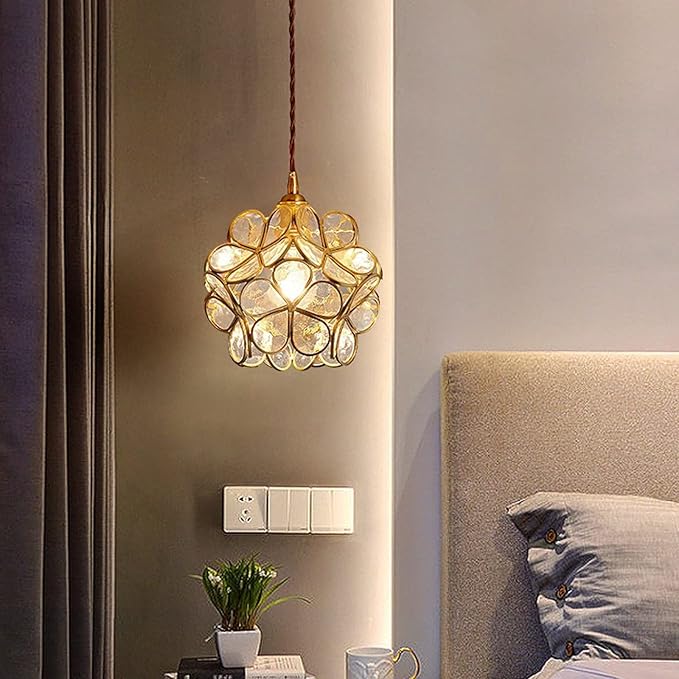 Suspension fleur en verre vintage TULI