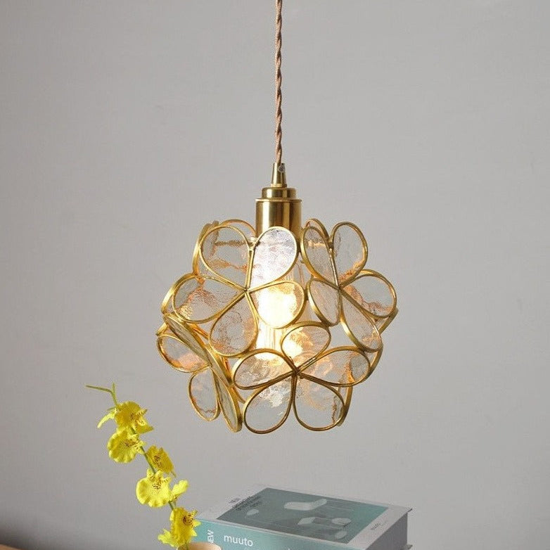 Suspension fleur en verre vintage TULI