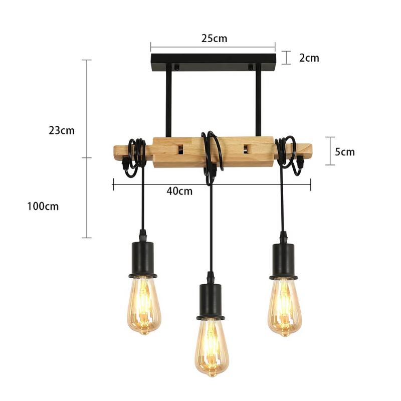 Suspension industrielle en bois FANA