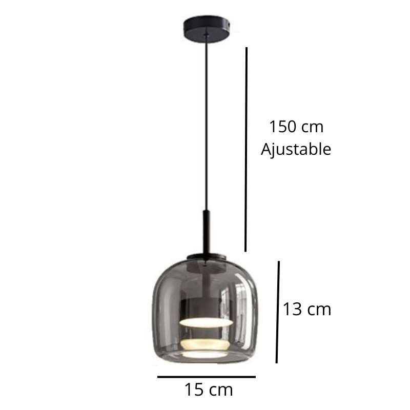 Suspension LED en verre fumé NOCA