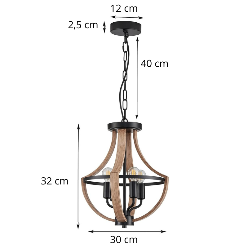 Suspension industrielle en bois massif NELA