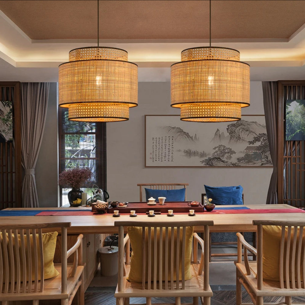 Suspension japonaise en rotin AKANO