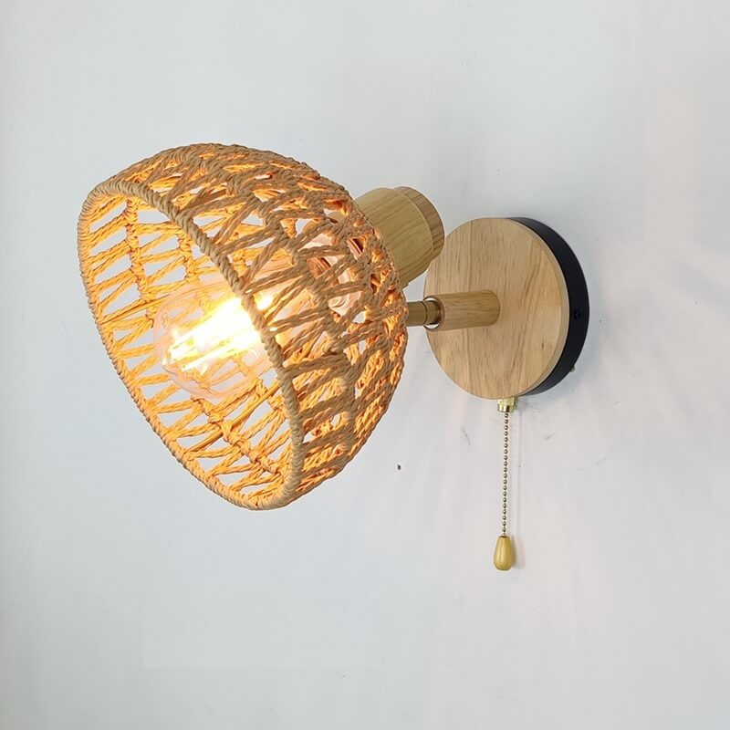 Applique murale en rotin rotative en forme de bol │ ZLAFA