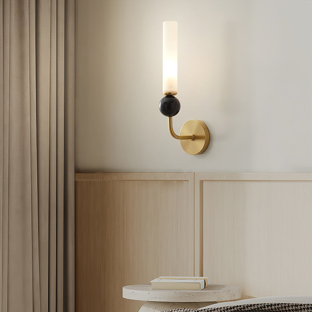 Applique murale LED dorée Vintage en laiton et marbre │ FLUTE