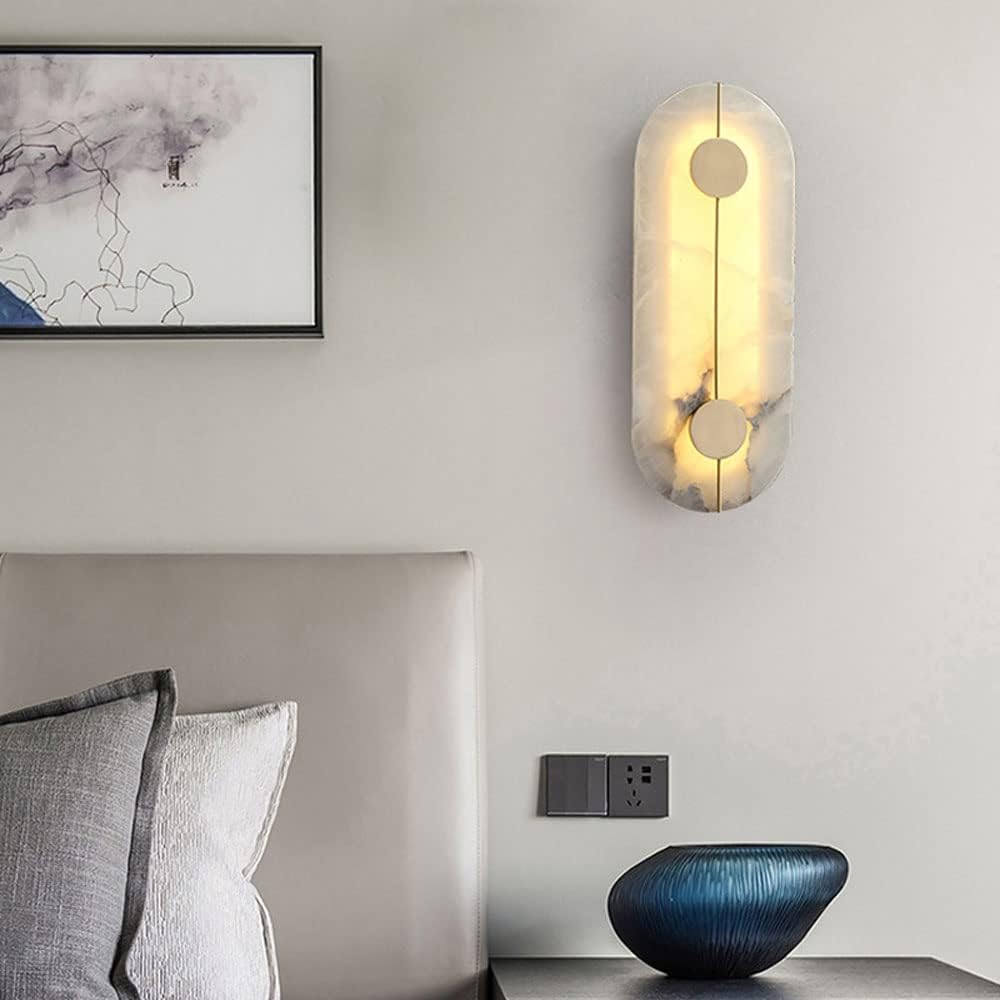 Applique murale LED ronde en marbre et en laiton AZRO