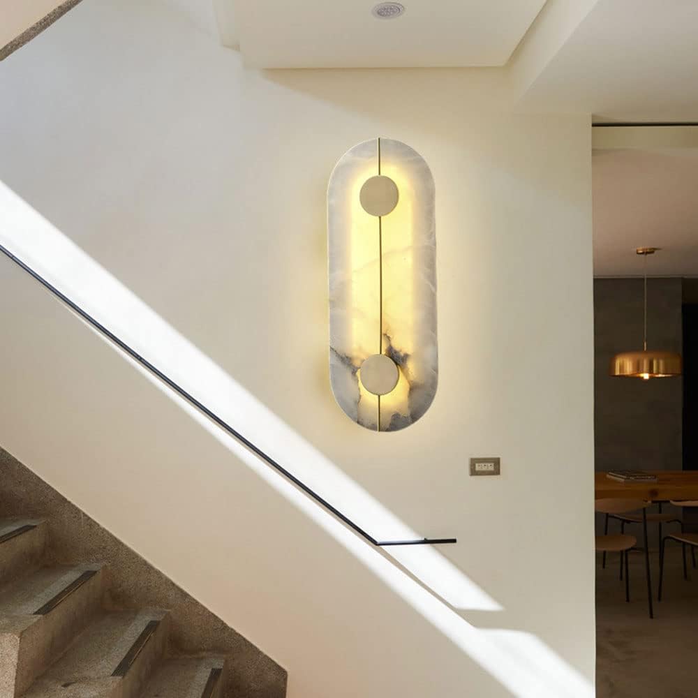 Applique murale LED ronde en marbre et en laiton AZRO