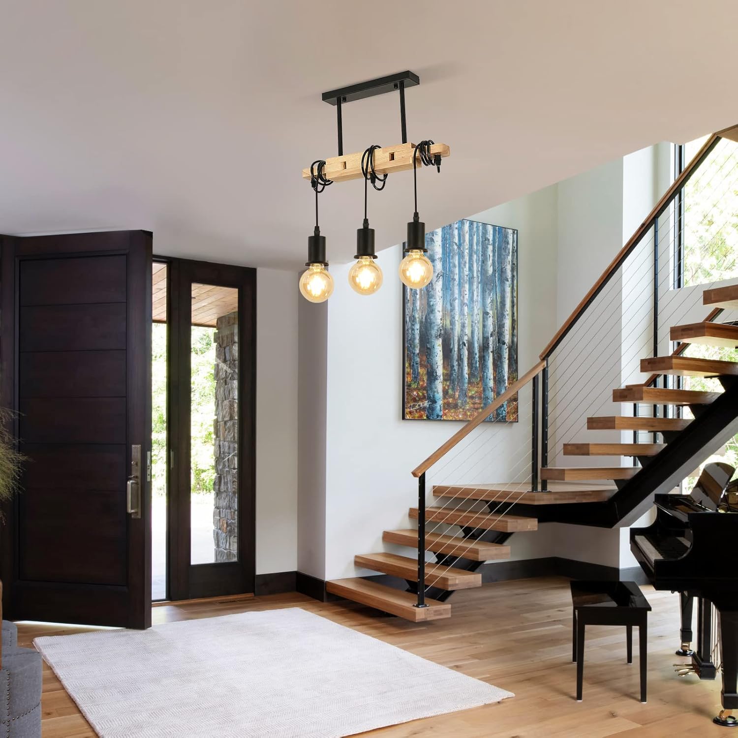 Suspension industrielle en bois FANA