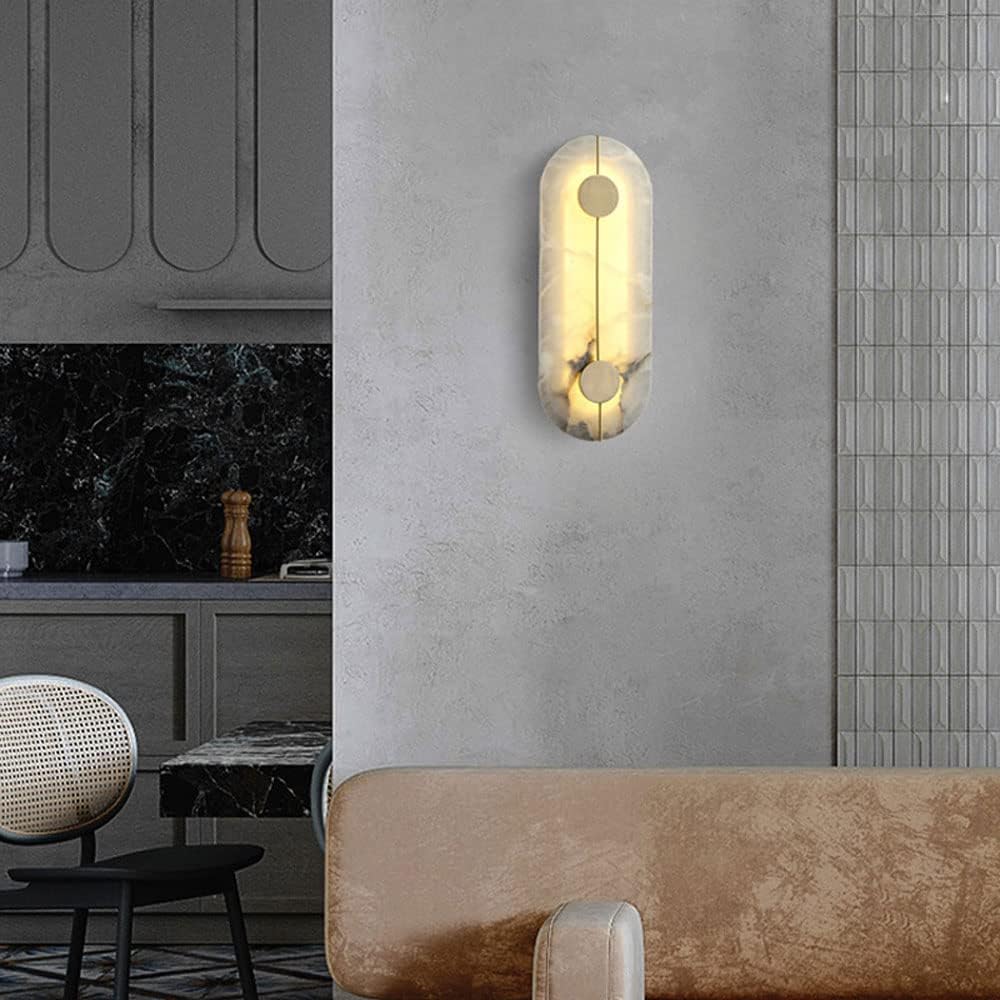 Applique murale LED ronde en marbre et en laiton AZRO