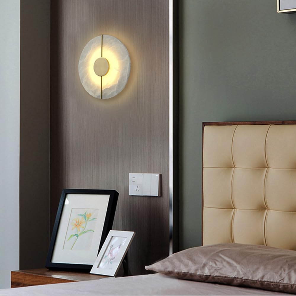 Applique murale LED ronde en marbre et en laiton AZRO