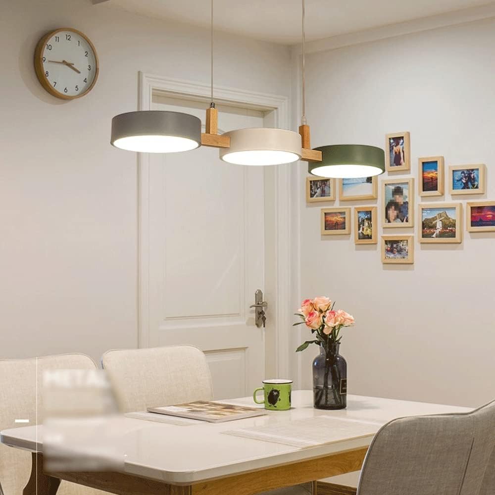 Suspension îlot cuisine LED Scandinave en métal et en bois TELOA