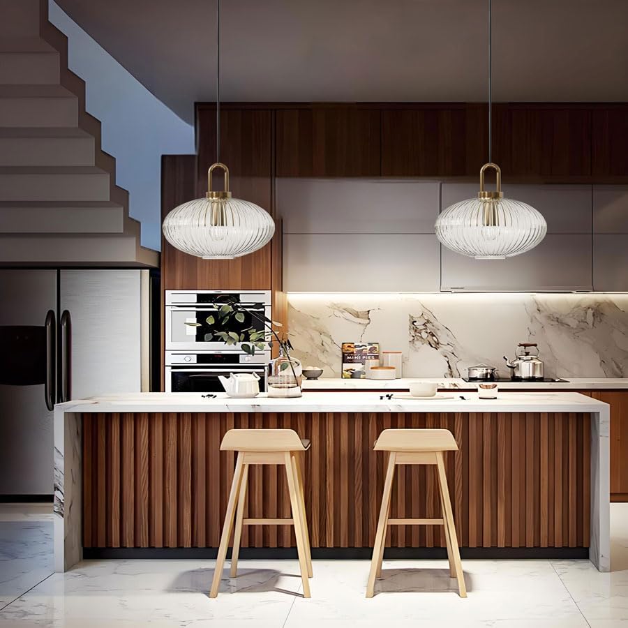 Suspension en verre strié vintage NARA