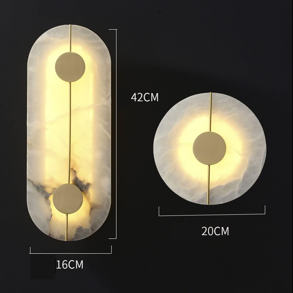 Applique murale LED ronde en marbre et en laiton AZRO
