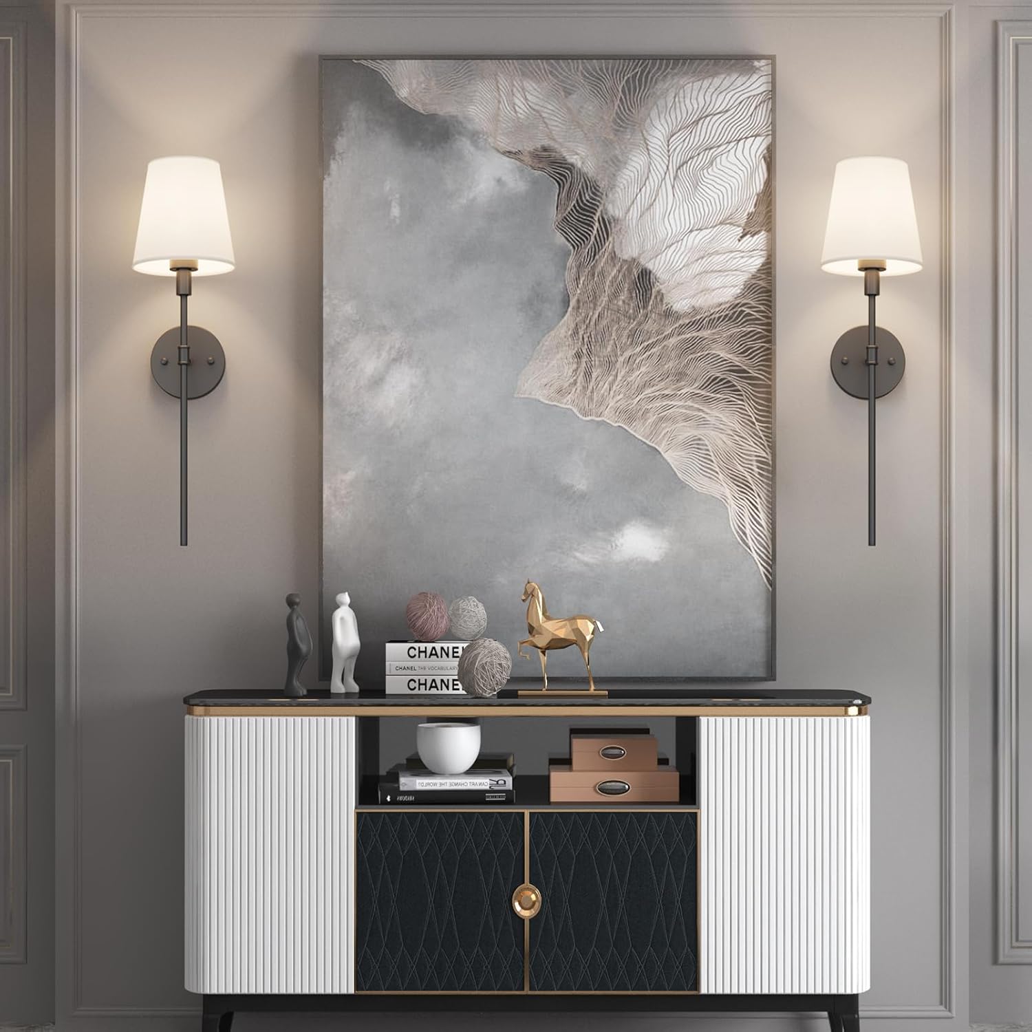 Applique murale moderne en laiton avec abat-jour en lin │ SENOL