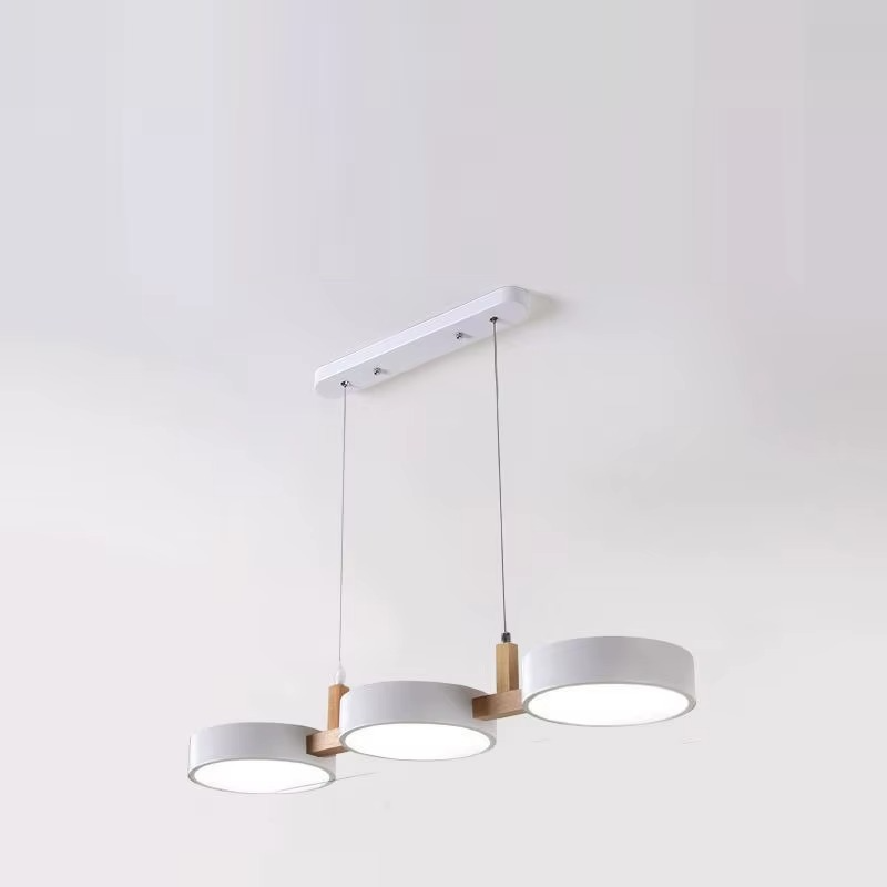 Suspension îlot cuisine LED Scandinave en métal et en bois TELOA