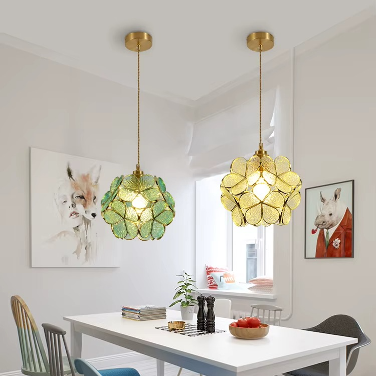 Suspension fleur en verre vintage TULI