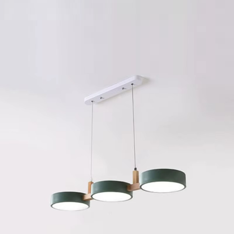 Suspension îlot cuisine LED Scandinave en métal et en bois TELOA