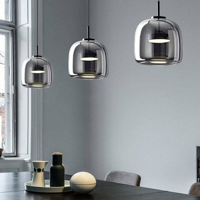 Suspension LED en verre fumé NOCA