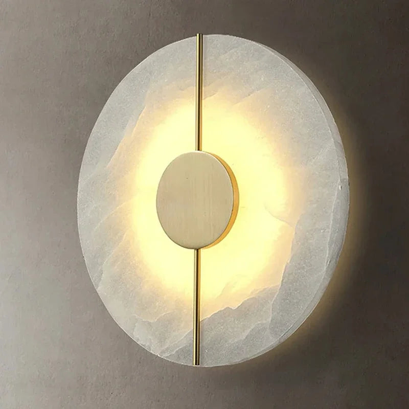 Applique murale LED ronde en marbre et en laiton AZRO