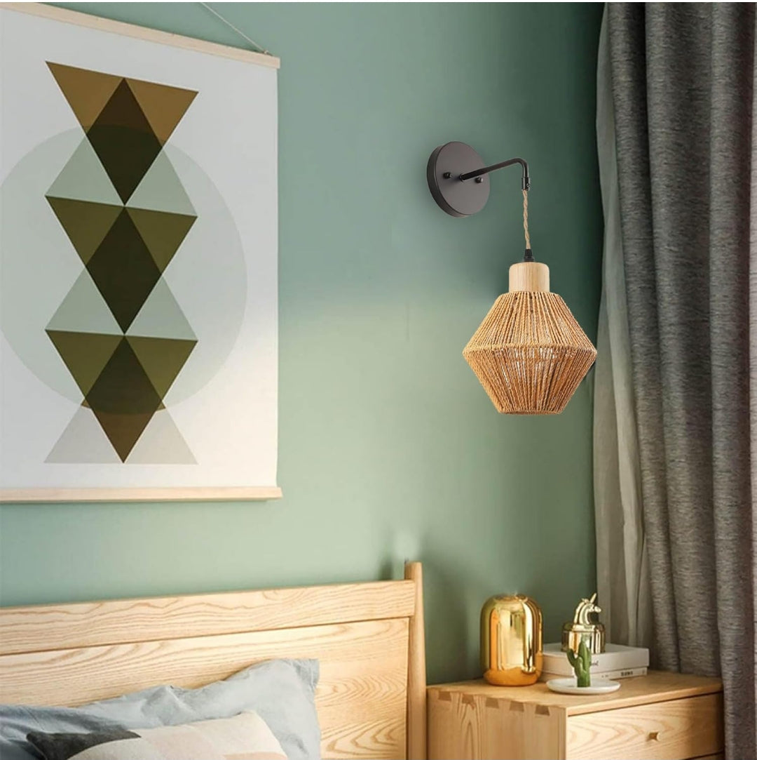 Applique murale en rotin suspendue vintage │ ILKOP