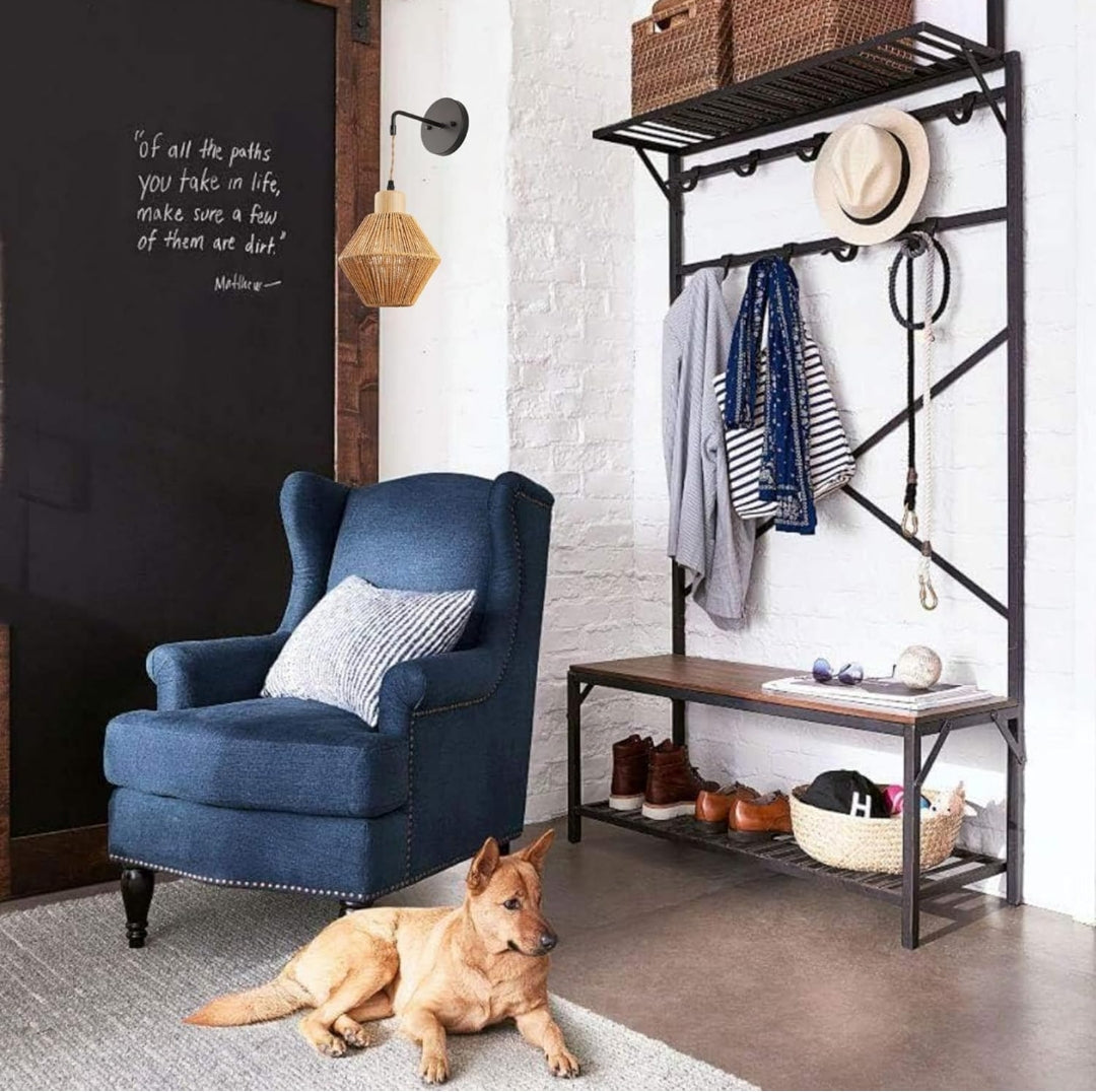 Applique murale en rotin suspendue vintage │ ILKOP