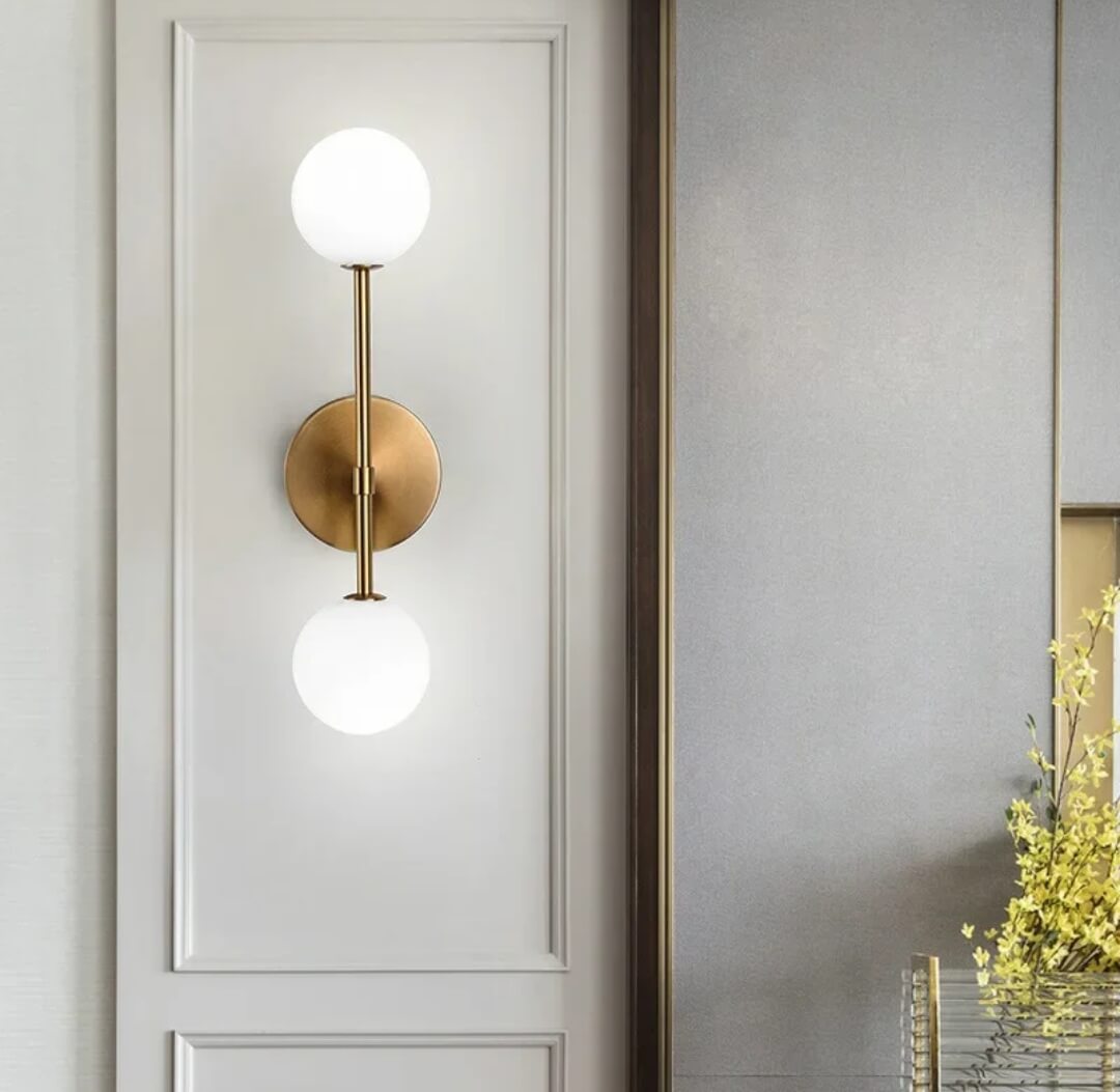Applique murale LED vintage métallique avec abat-jour en verre │ SDUN