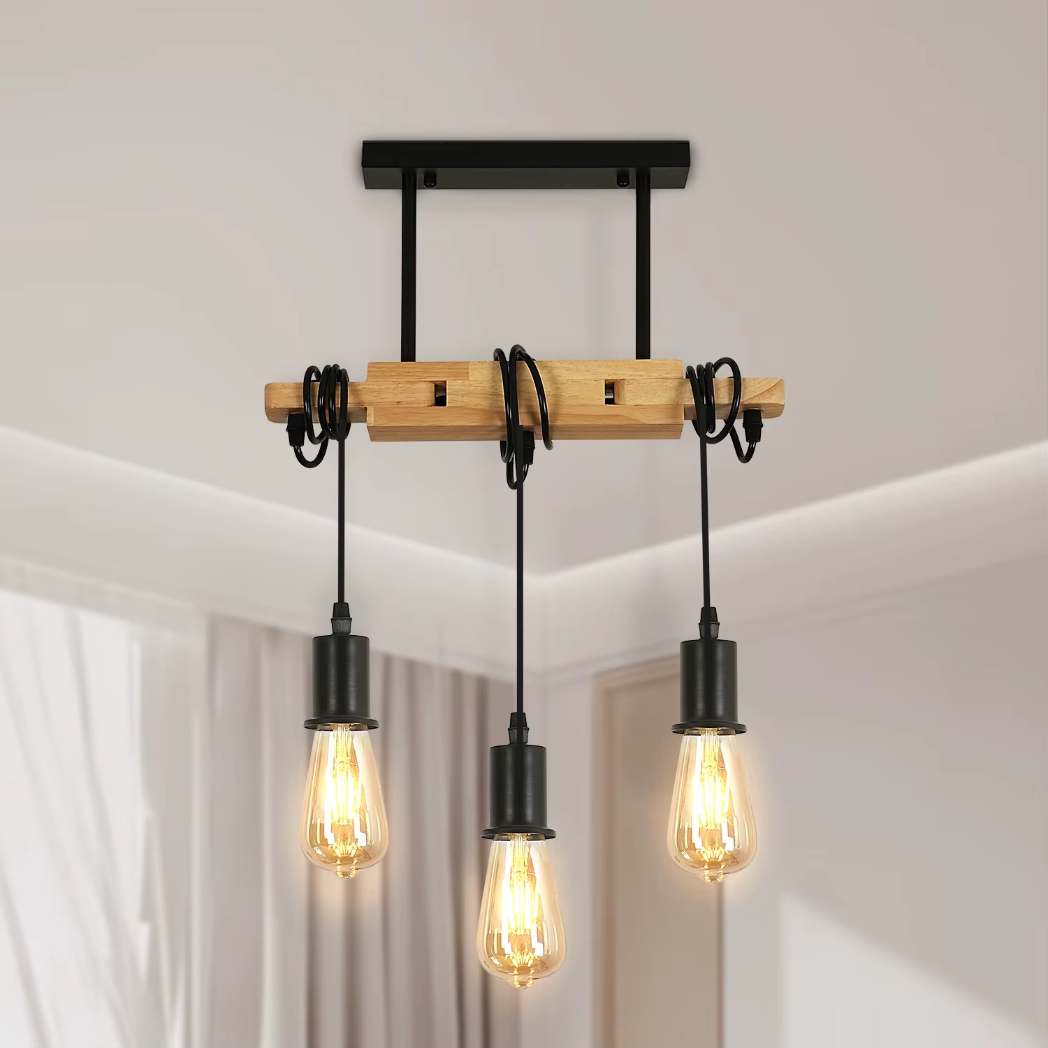 Suspension industrielle en bois FANA