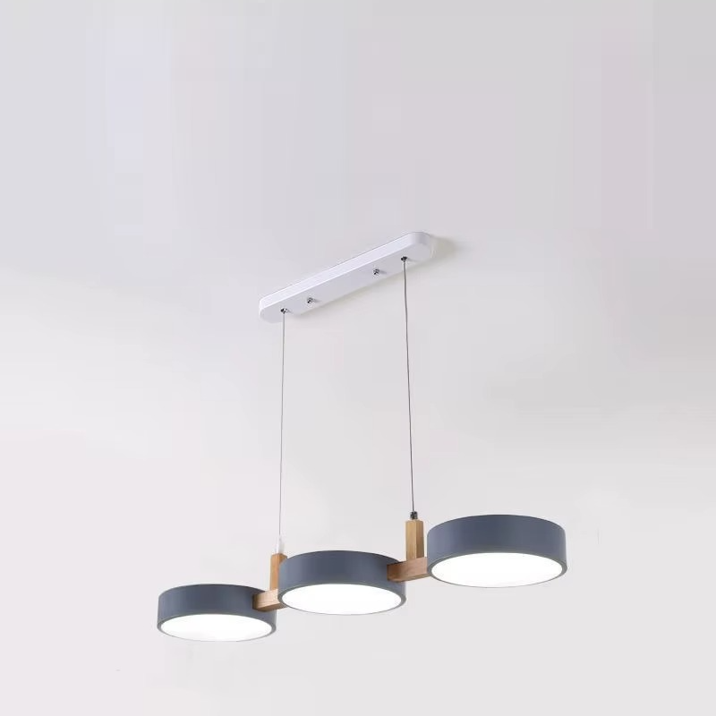 Suspension îlot cuisine LED Scandinave en métal et en bois TELOA