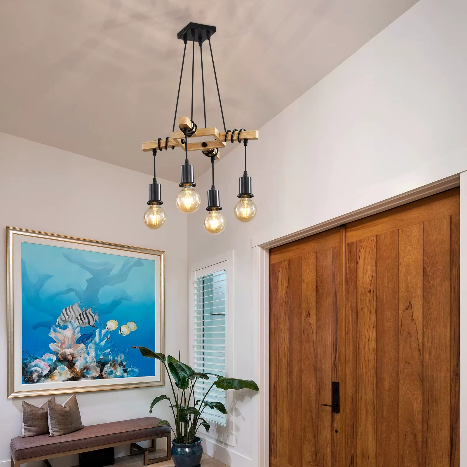 Suspension industrielle en bois FANA