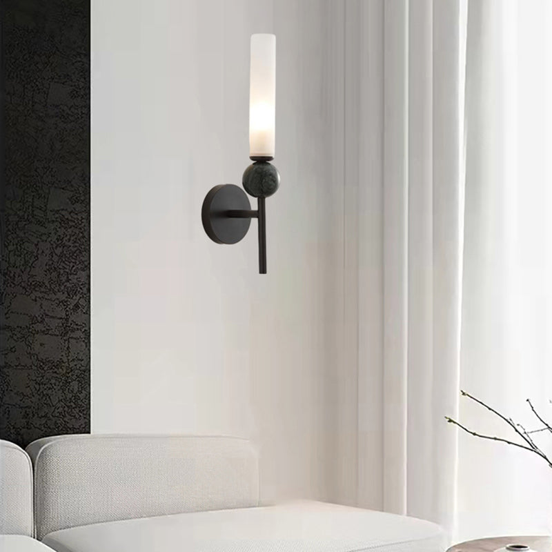 Applique murale LED dorée Vintage en laiton et marbre │ FLUTE