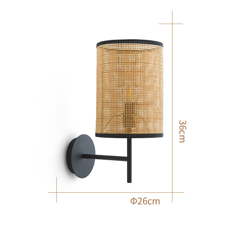 Applique murale en rotin cylindrique noir │ LUMIA
