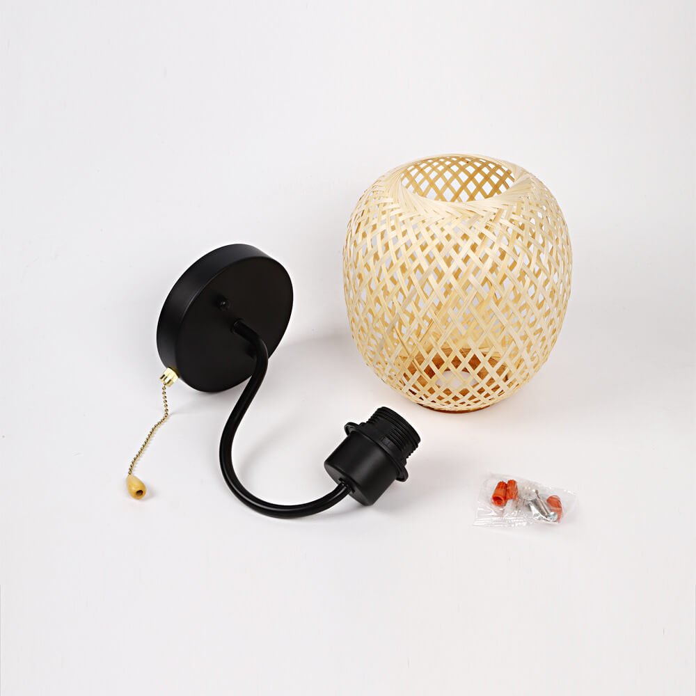 Applique murale en rotin noire ovale │ ZEITUNA - product_type_Floor lamp arc