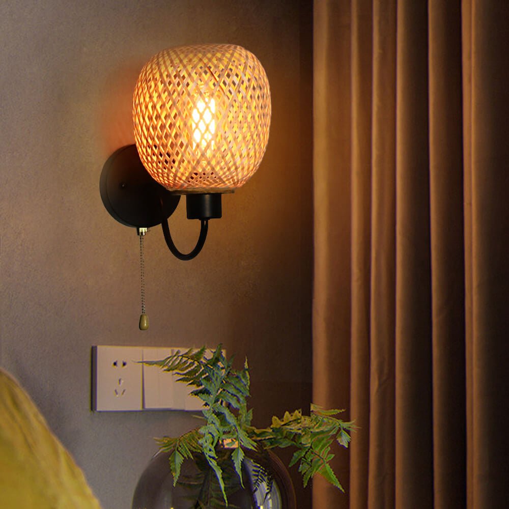 Applique murale en rotin noire ovale │ ZEITUNA - product_type_Floor lamp arc