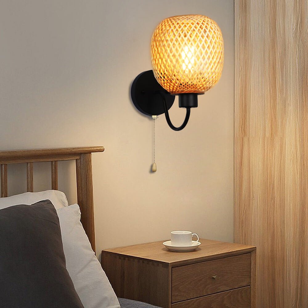 Applique murale en rotin noire ovale │ ZEITUNA - product_type_Floor lamp arc