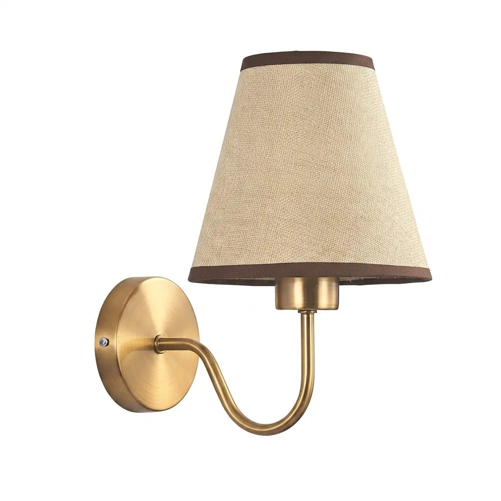 Applique murale de chevet- Lampe murale avec abat-jour en lin et corp en laiton │ ALDO