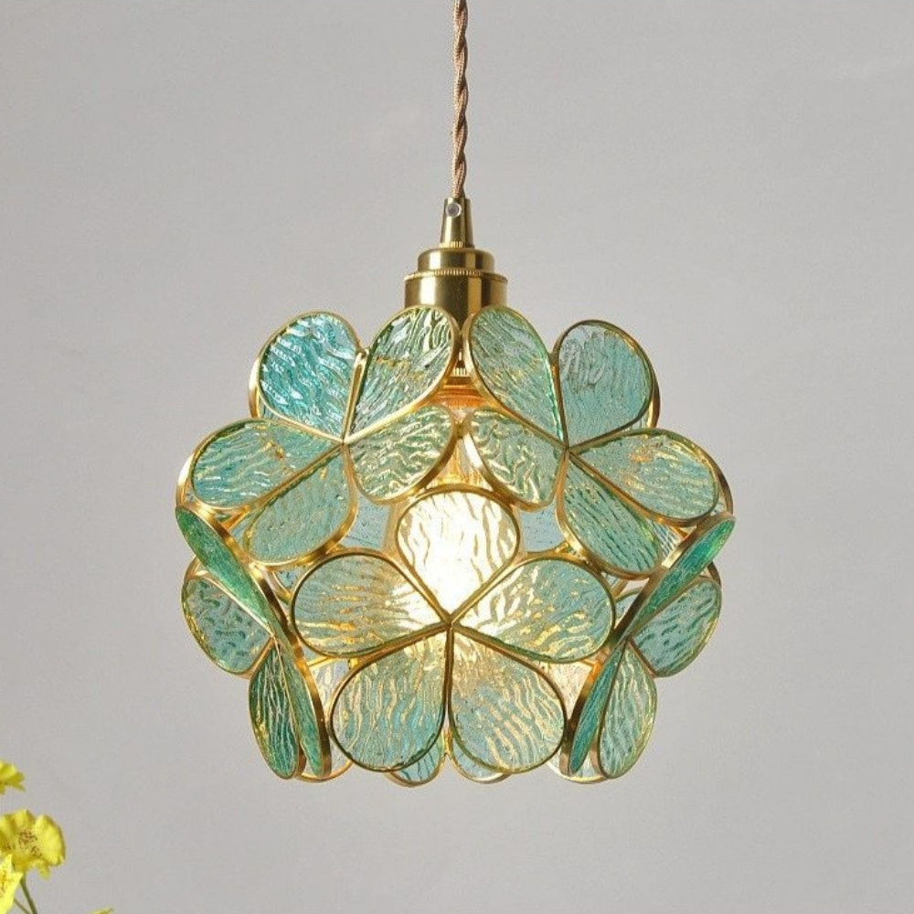 Suspension fleur en verre vintage TULI
