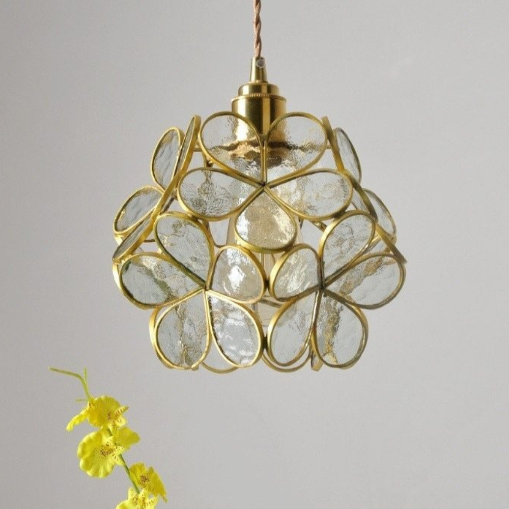 Suspension fleur en verre vintage TULI