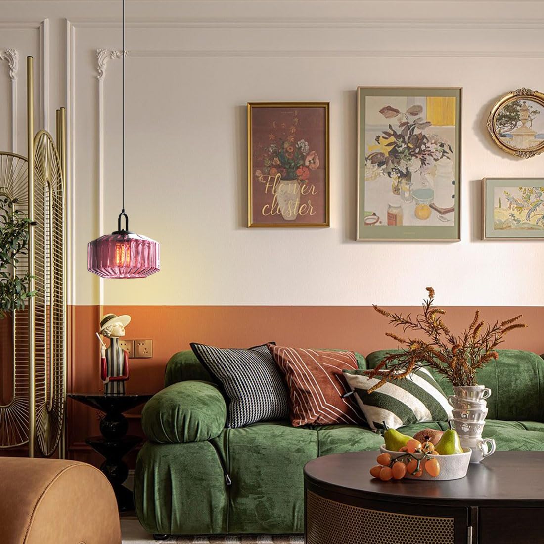 Suspension en verre colorée nervurée ORENA