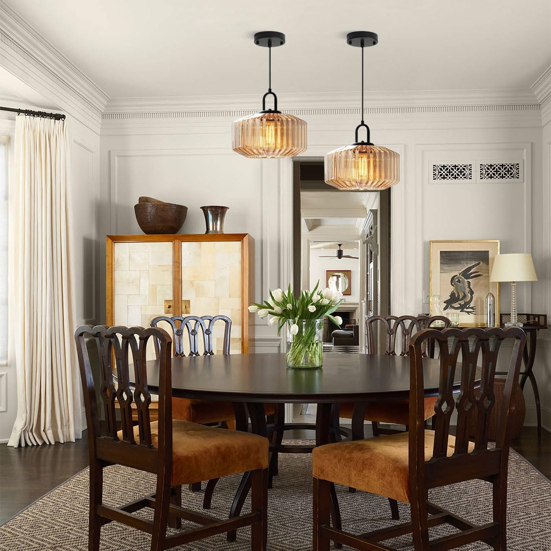 Suspension en verre colorée nervurée ORENA